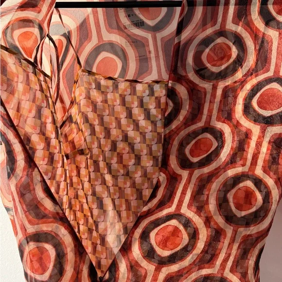 Zara Geometric Patterned Red Dress - Picture 8 of 11